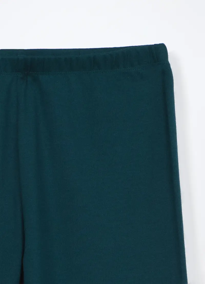 Set Pigiama Lungo In Interlock Di Puro Cotone Ragazzo, Bambino, Bianco/Verde miniatura 3