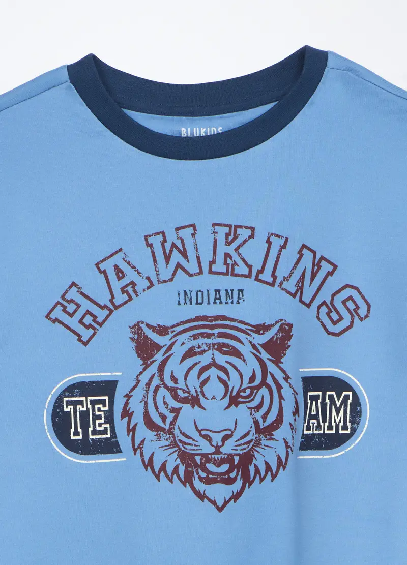 Set Pigiama Lungo In Interlock Di Puro Cotone Ragazzo, Bambino, Blu scuro miniatura 3