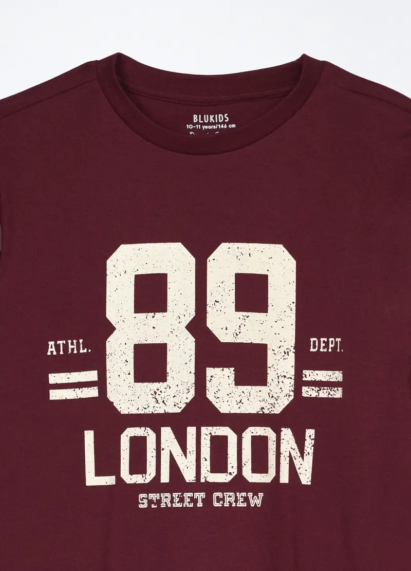 Set Pigiama Lungo In Interlock Di Puro Cotone Ragazzo, Bambino, Rosso bordeaux miniatura 3