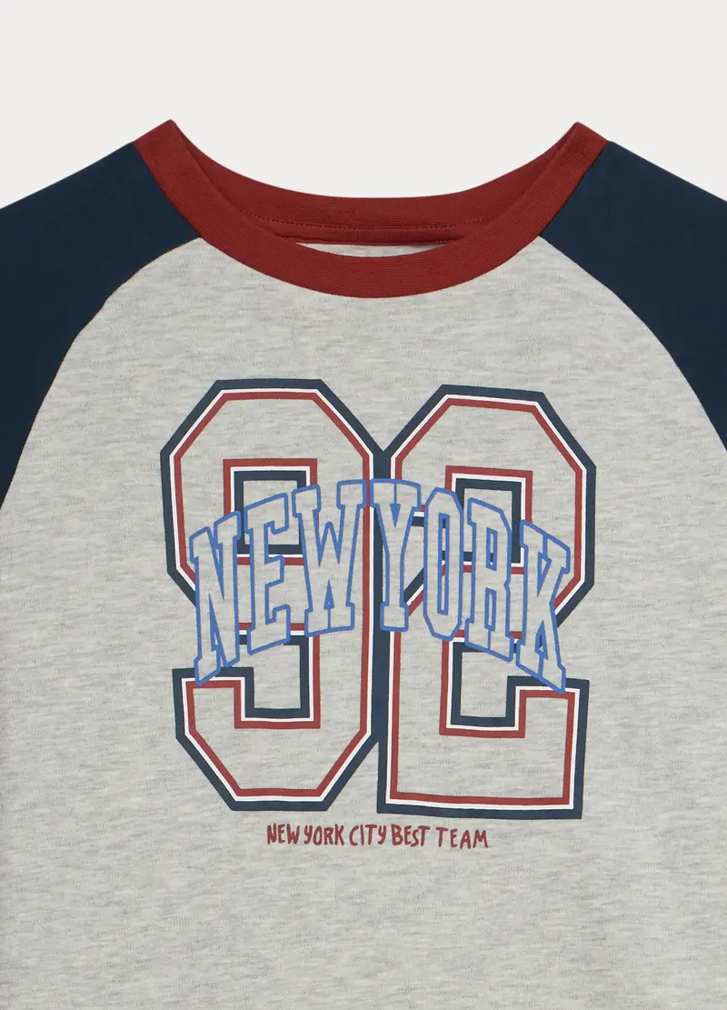 Set Pigiama Lungo In Interlock Ragazzo, Bambino, Blu/Grigio miniatura 3