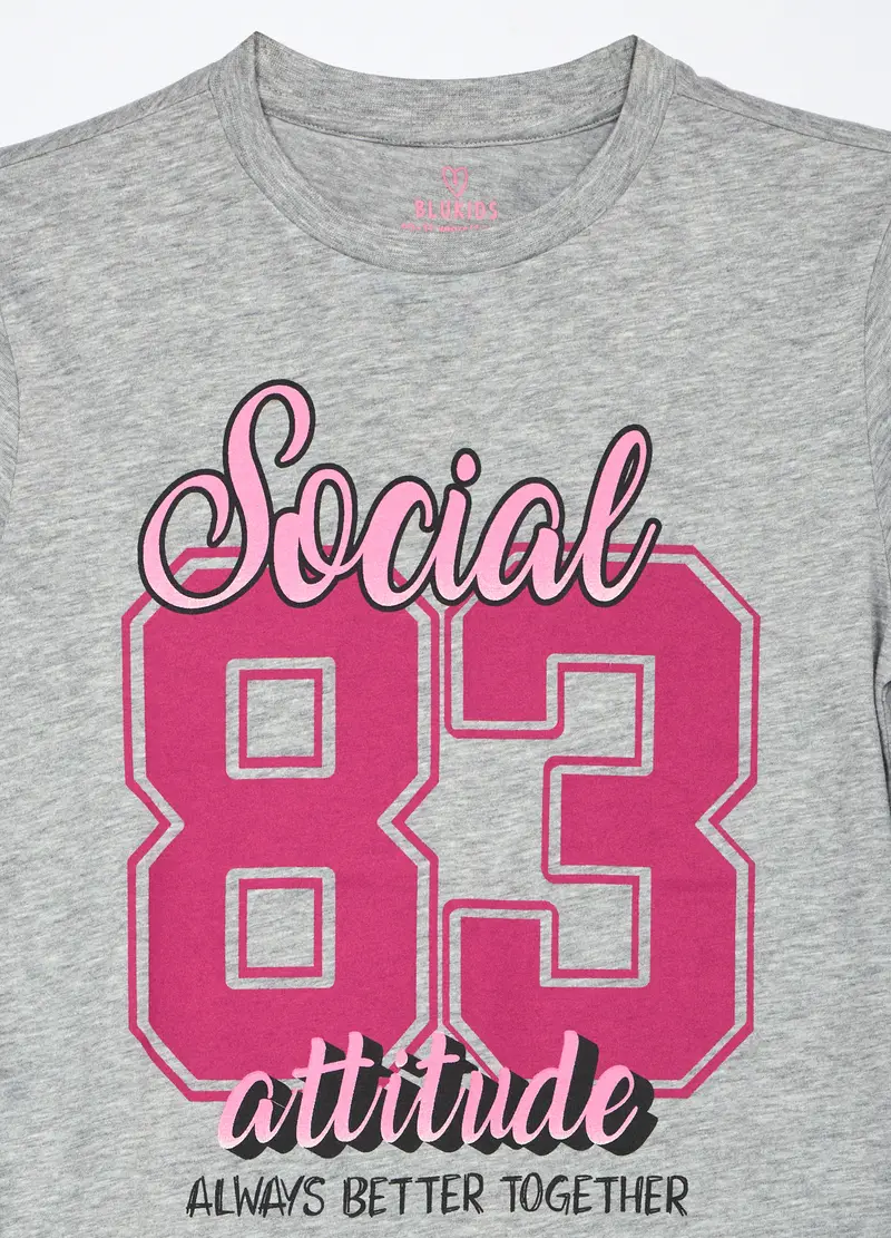 Blukids, Set Pigiama Lungo In Jersey Di Cotone Mélange Ragazza, Bambina, Rosa chiaro, Taglia: 10-11 miniatura 2