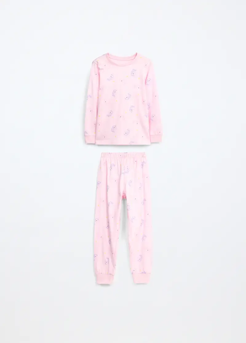 Blukids, Set Pigiama Lungo In Jersey Di Puro Cotone Bambina, Rosa chiaro, Taglia: 3-4