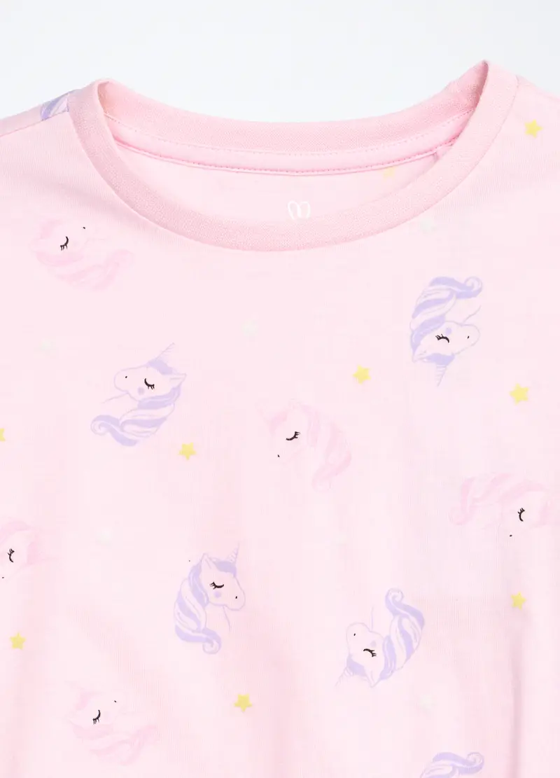 Blukids, Set Pigiama Lungo In Jersey Di Puro Cotone Bambina, Rosa chiaro, Taglia: 3-4 miniatura 2