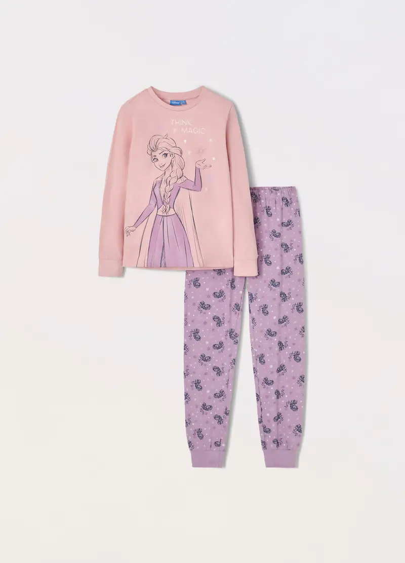 Set Pigiama Lungo In Jersey Di Puro Cotone Bambina, Rosa pastello