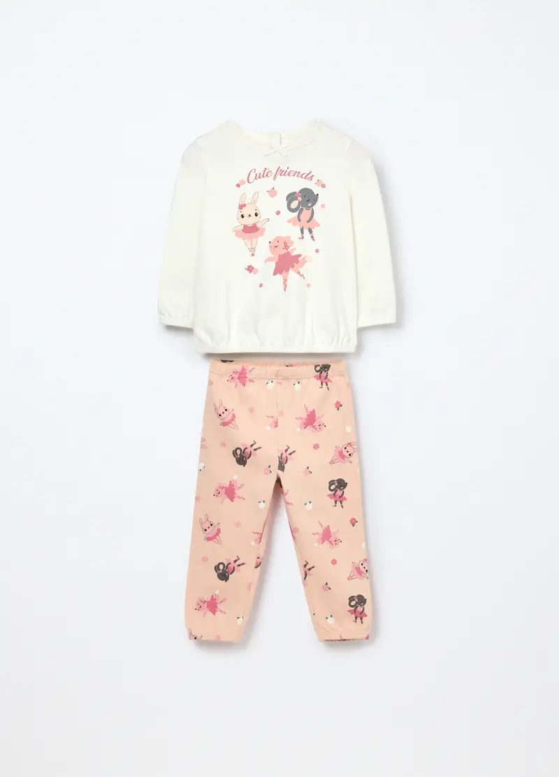 Blukids, Set Pigiama Lungo In Jersey Di Puro Cotone Neonata, Bianco, Taglia: 9-12