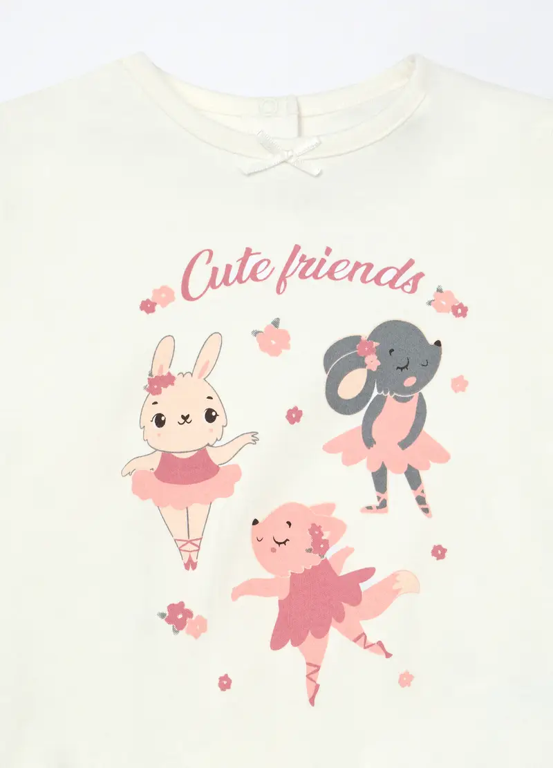 Blukids, Set Pigiama Lungo In Jersey Di Puro Cotone Neonata, Bianco, Taglia: 9-12 miniatura 2