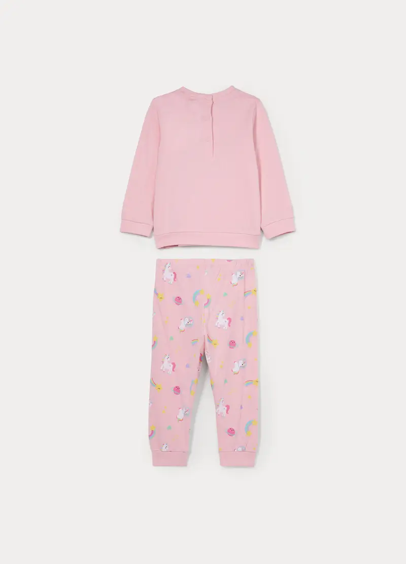 Set Pigiama Lungo In Jersey Di Puro Cotone, Neonata, Rosa chiaro miniatura 2