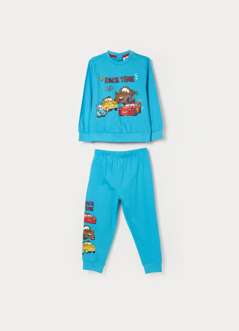 Set Pigiama Lungo In Jersey Di Puro Cotone, Neonato, Azzurro cielo