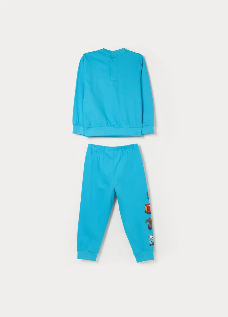 Set Pigiama Lungo In Jersey Di Puro Cotone, Neonato, Azzurro cielo miniatura 2