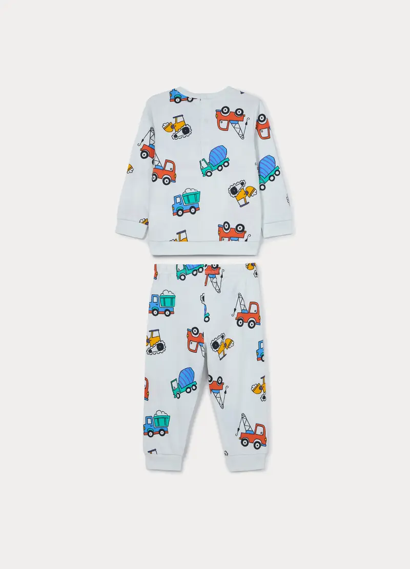 Set Pigiama Lungo In Jersey Di Puro Cotone, Neonato, Bianco miniatura 2