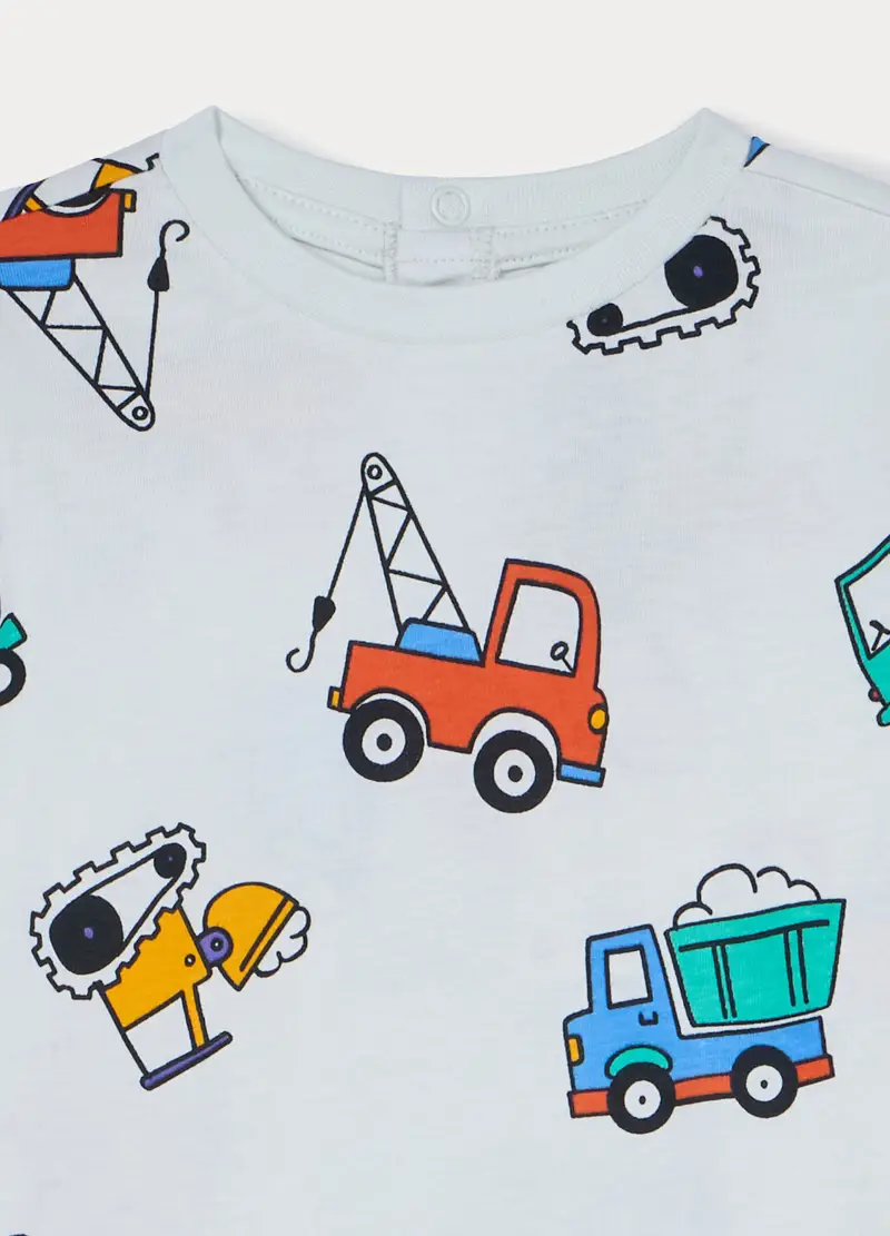 Set Pigiama Lungo In Jersey Di Puro Cotone, Neonato, Bianco miniatura 3