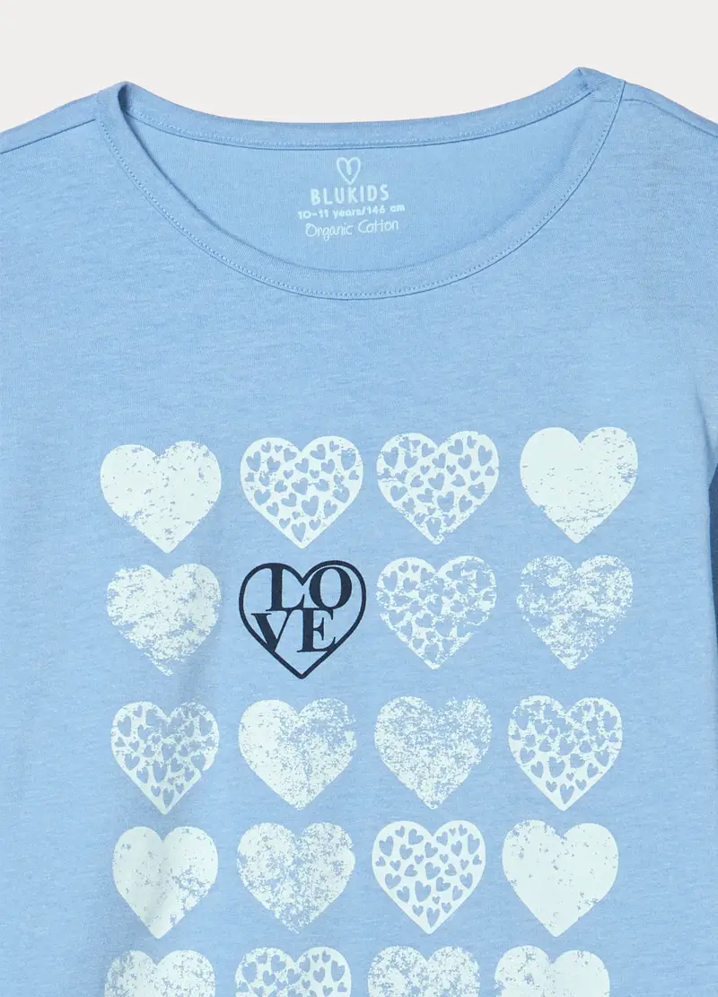 Set Pigiama Lungo In Jersey Di Puro Cotone Ragazza, Bambina, Azzurro chiaro miniatura 3