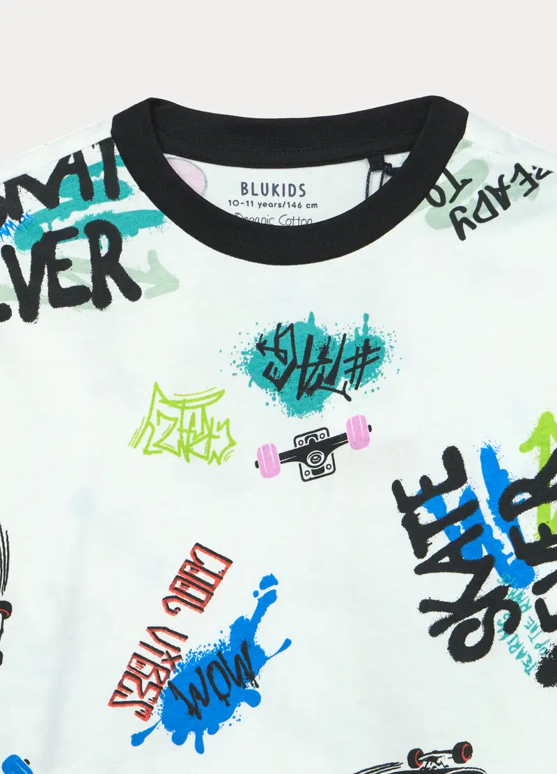 Set Pigiama Lungo In Jersey Di Puro Cotone Ragazzo, Bambino, Bianco miniatura 3