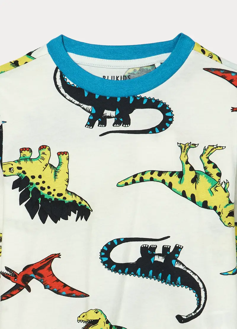 Set Pigiama Lungo In Jersey Di Puro Cotone Ragazzo, Bambino, Bianco miniatura 3