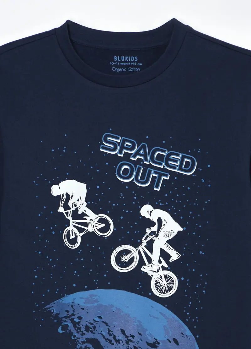 Set Pigiama Lungo In Jersey Di Puro Cotone Ragazzo, Bambino, Blu scuro miniatura 3