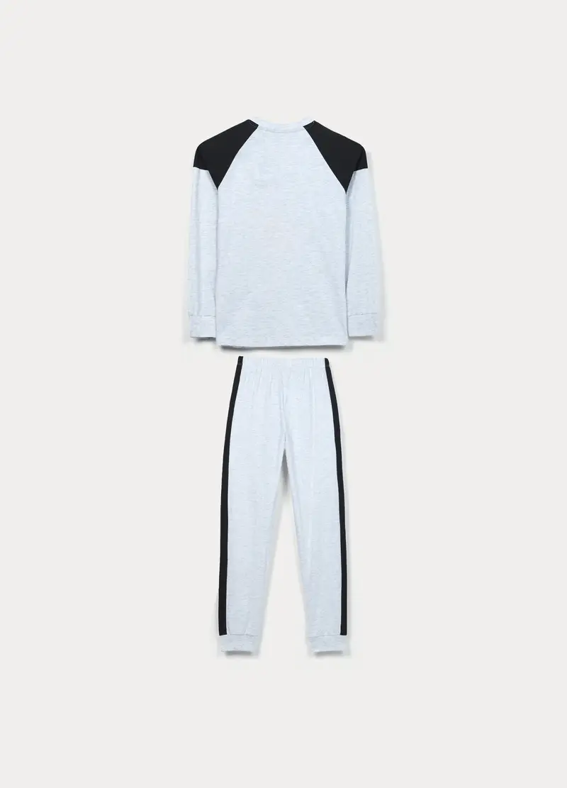 Set Pigiama Lungo In Jersey Di Puro Cotone Ragazzo, Bambino, Grigio chiaro melange miniatura 2