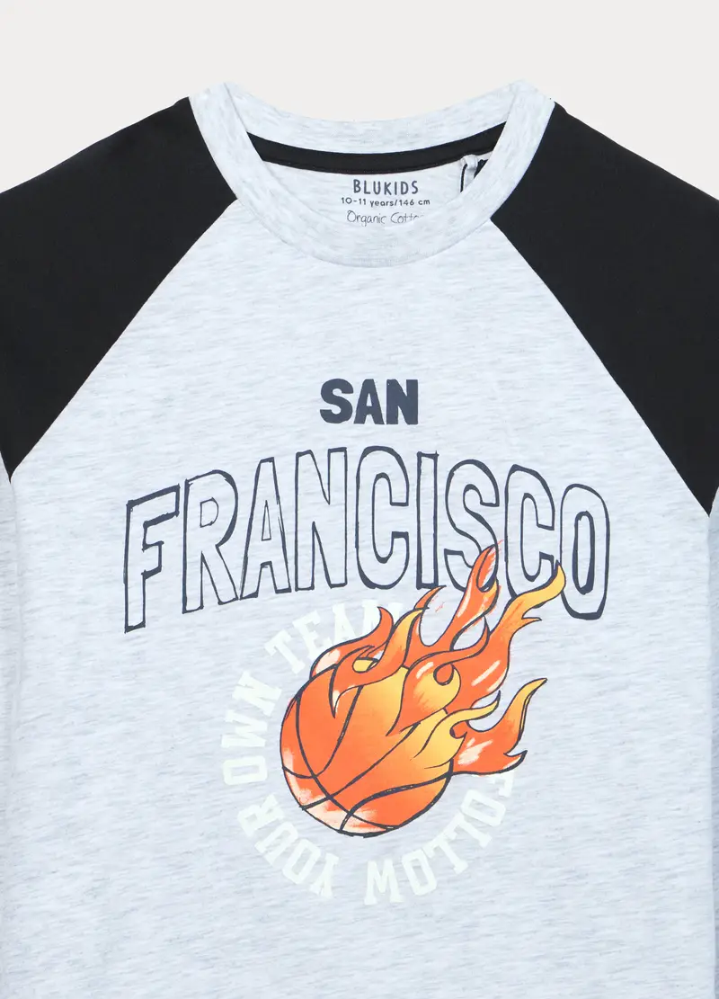 Set Pigiama Lungo In Jersey Di Puro Cotone Ragazzo, Bambino, Grigio chiaro melange miniatura 3