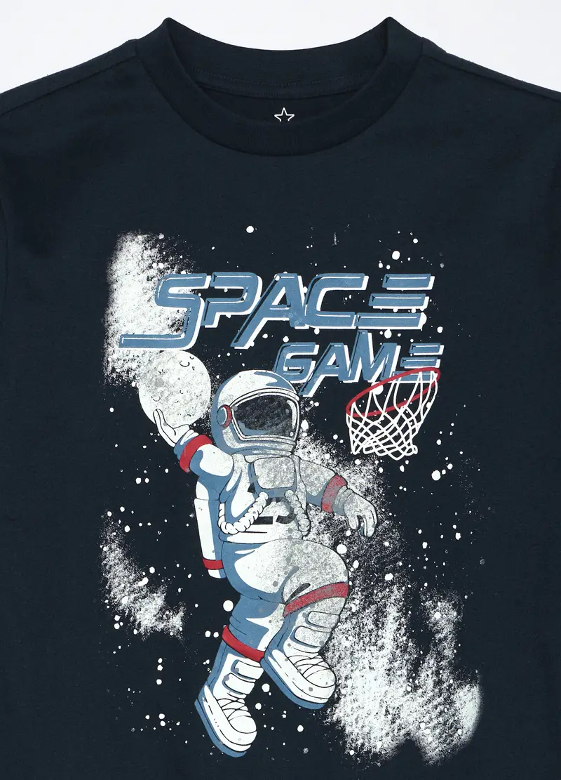 Blukids, Set Pigiama Lungo In Jersey Di Puro Cotone Ragazzo, Bambino, Nero stampa 2, Taglia: 10-11 miniatura 2