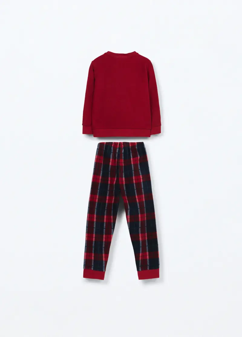 Set Pigiama Lungo In Pile Bambina, Rosso aragosta miniatura 2