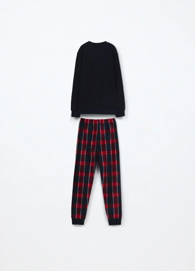 Set Pigiama Lungo In Pile Ragazzo, Bambino, Blu scuro miniatura 2