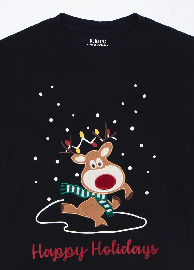 Set Pigiama Lungo In Pile Ragazzo, Bambino, Blu scuro miniatura 3