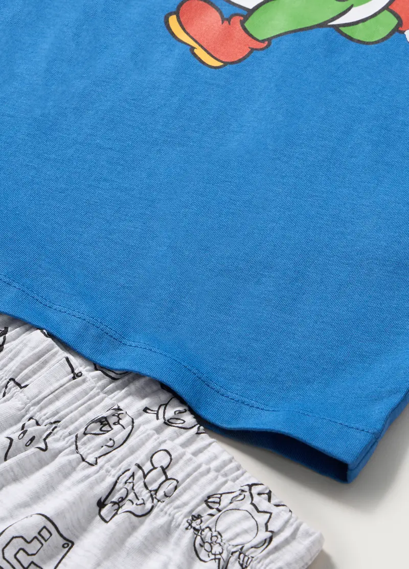 Set Pigiama Lungo In Puro Cotone Bambino, Blu Bluette miniatura 2