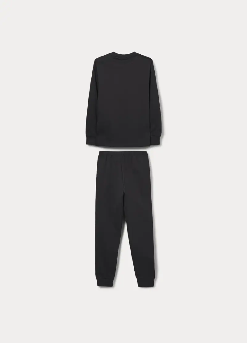 Set Pigiama Lungo In Puro Cotone Fleece Ragazzo, Bambino, Grigio scuro miniatura 2