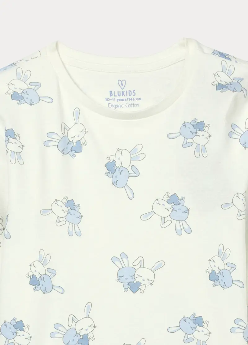 Set Pigiama Lungo In Puro Cotone Ragazza, Bambina, Bianco miniatura 3