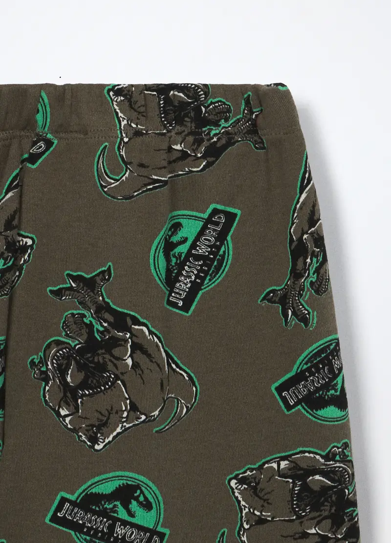 Set Pigiama Lungo Jurassic Park In Interlock Di Puro Cotone Bambino, Verde militare miniatura 3