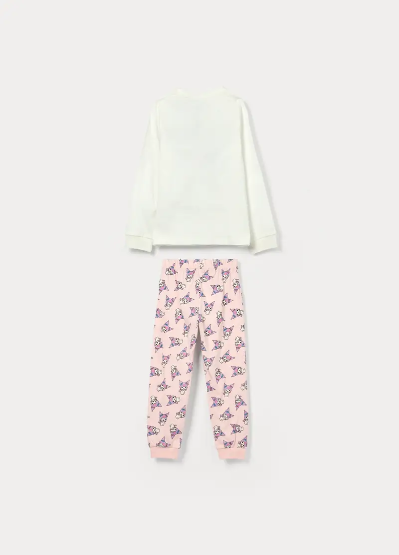 Set Pigiama Lungo Kuromi In Jersey Di Puro Cotone Bambina, Bianco miniatura 2
