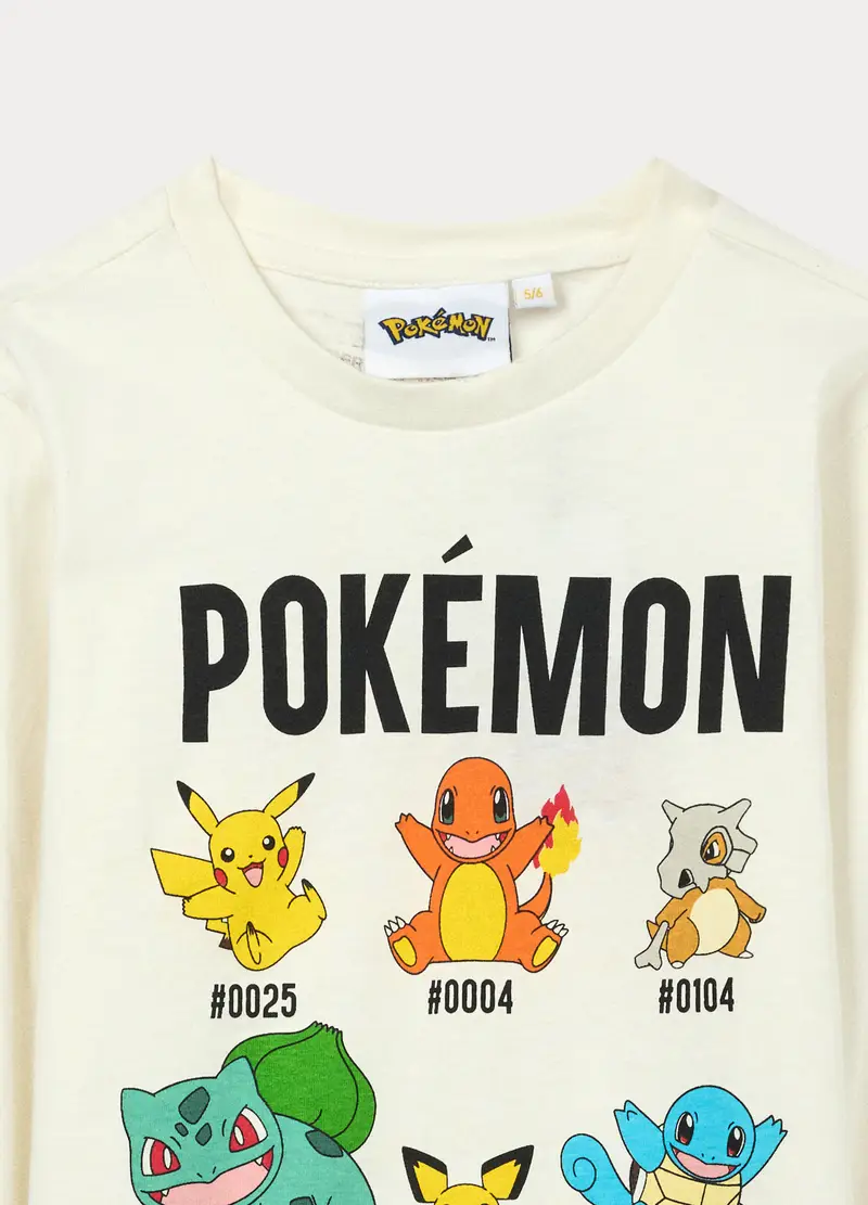 Set Pigiama Lungo Pokemon In Jersey Di Puro Cotone Bambino, Bianco/Grigio miniatura 3