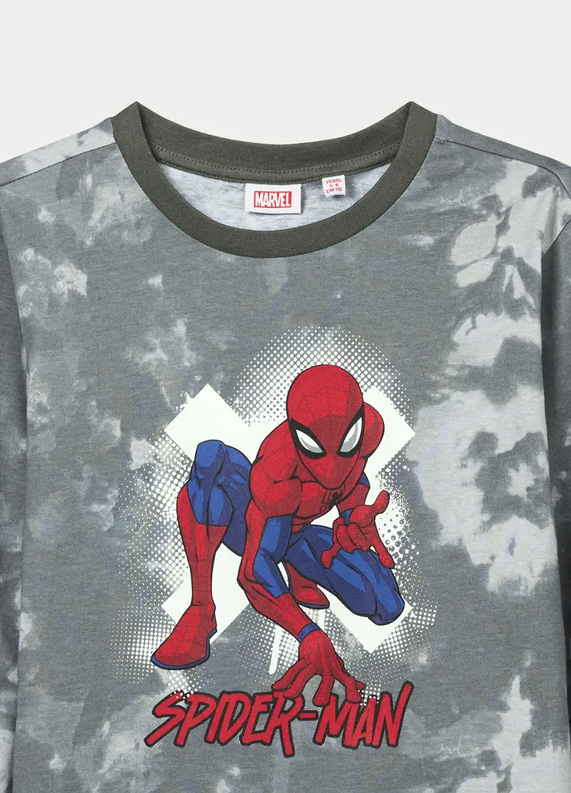 Set Pigiama Lungo Spiderman In Jersey Di Puro Cotone Bambino, Grigio chiaro miniatura 3
