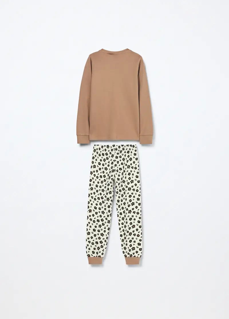 Set Pigiama Minnie In Interlock Di Puro Cotone Bambina, Marrone chiaro miniatura 2