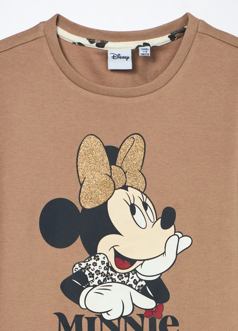 Set Pigiama Minnie In Interlock Di Puro Cotone Bambina, Marrone chiaro miniatura 3