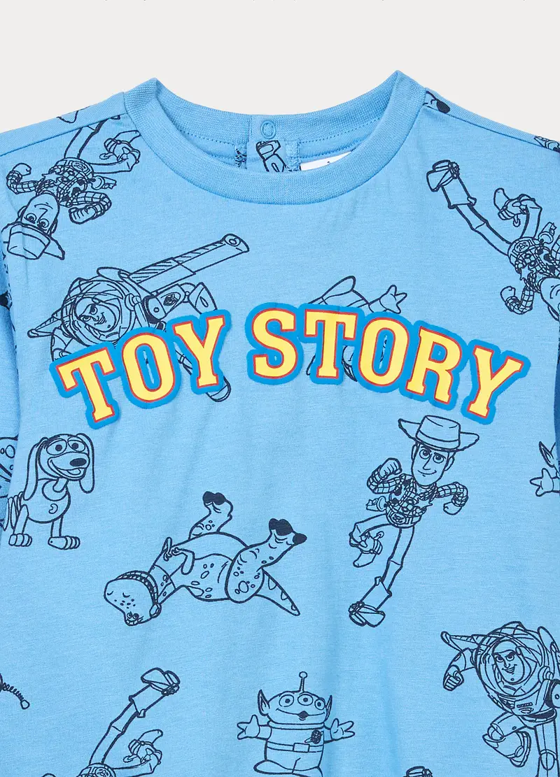 Set Pigiama Toy Story In Jersey Di Puro Cotone, Neonato, Azzurro miniatura 2