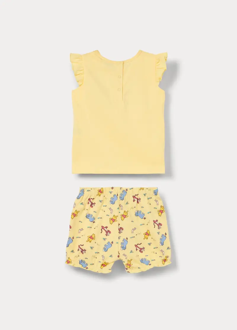 Set Pigiama Winnie The Pooh Corto In Jersey Di Puro Cotone, Neonata, Giallo banana miniatura 2