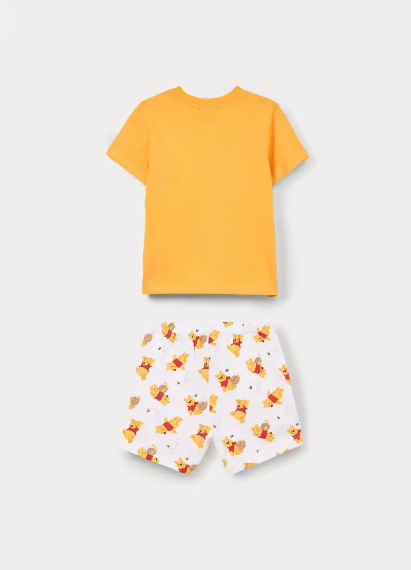 Set Pigiama Winnie The Pooh Corto In Jersey Di Puro Cotone, Neonato, Giallo banana miniatura 2