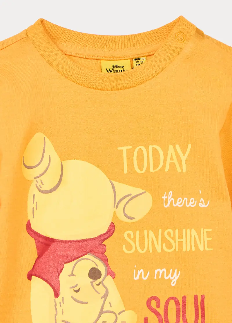 Set Pigiama Winnie The Pooh Corto In Jersey Di Puro Cotone, Neonato, Giallo banana miniatura 3