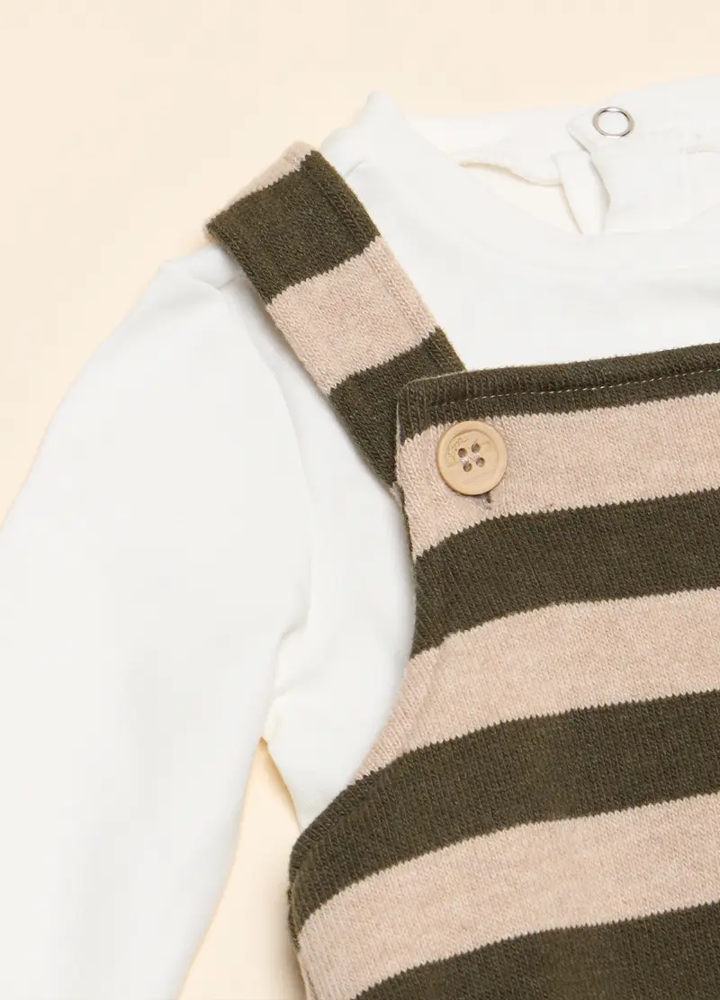 Set Salopette E T-shirt, Neonata, Verde foglia miniatura 2