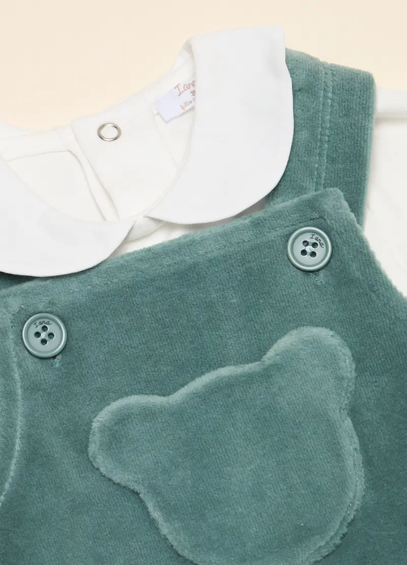 Set Salopette E T-shirt, Neonato, Verde chiaro miniatura 2
