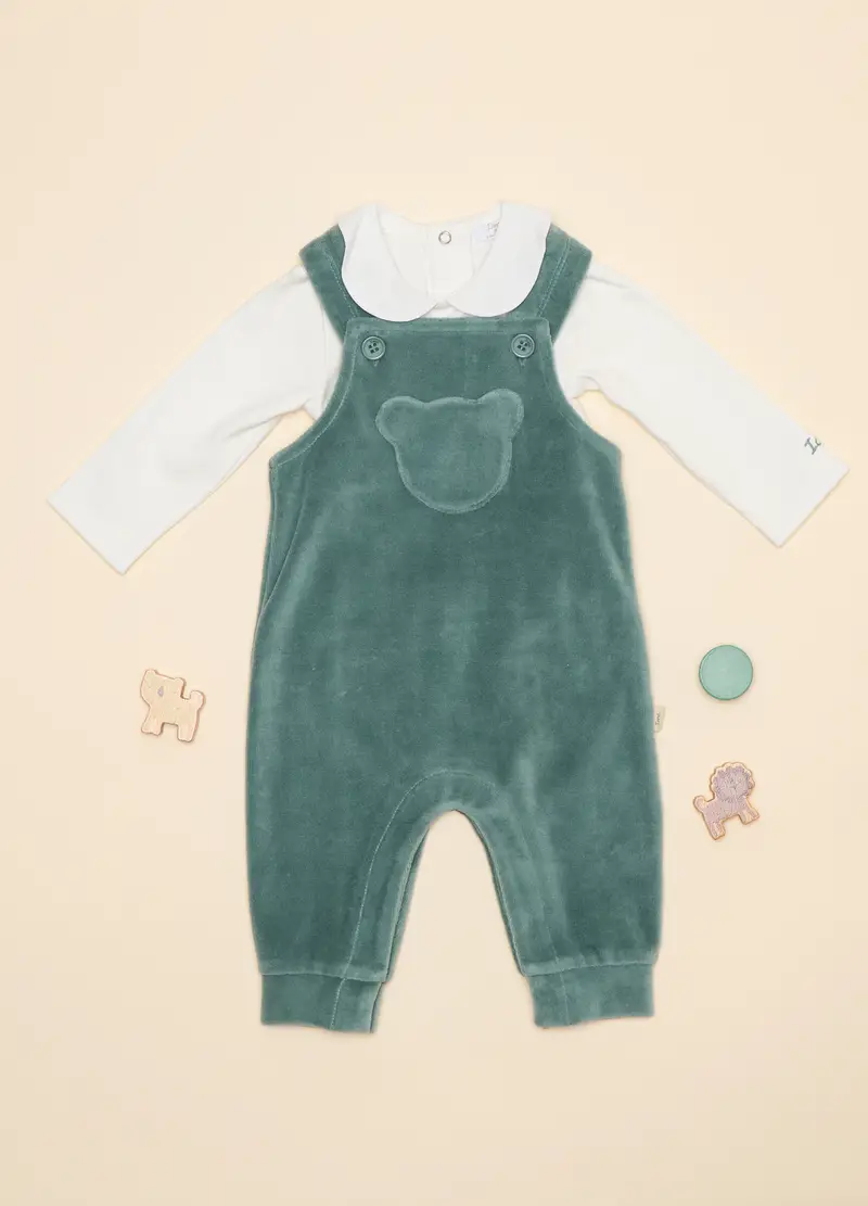 Set Salopette E T-shirt, Neonato, Verde chiaro
