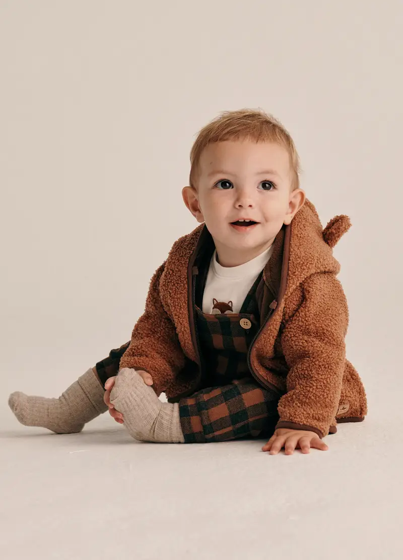 Set Salopette + T-shirt Iana Neonato, Marrone cioccolato