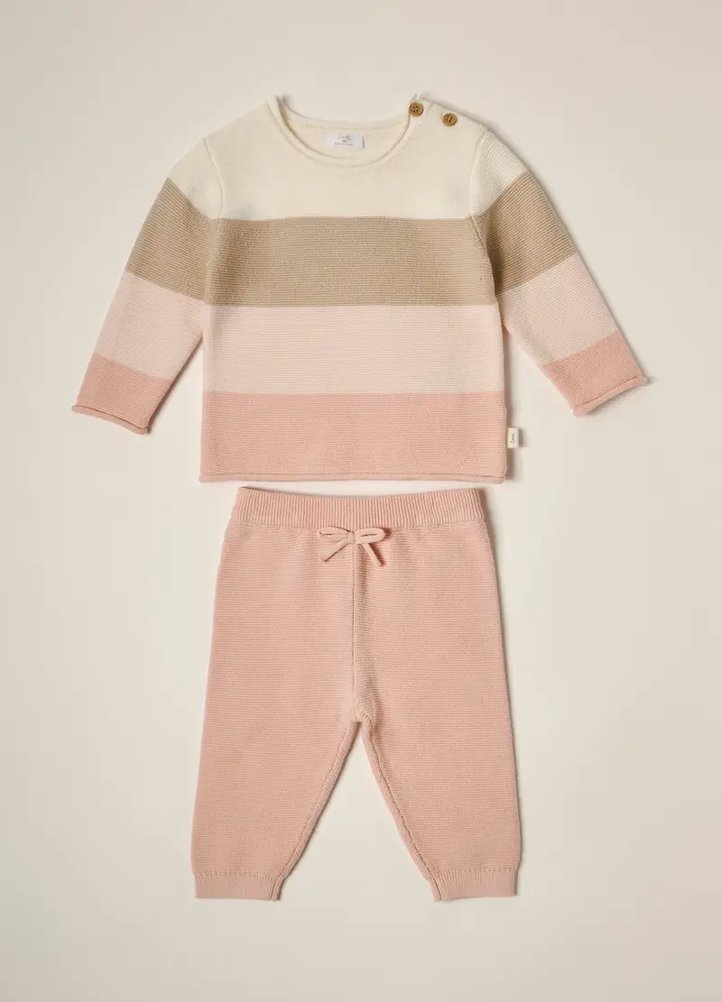 Blukids, Set Tricot In Puro Cotone Iana Neonata, Rosa pastello, Taglia: 1