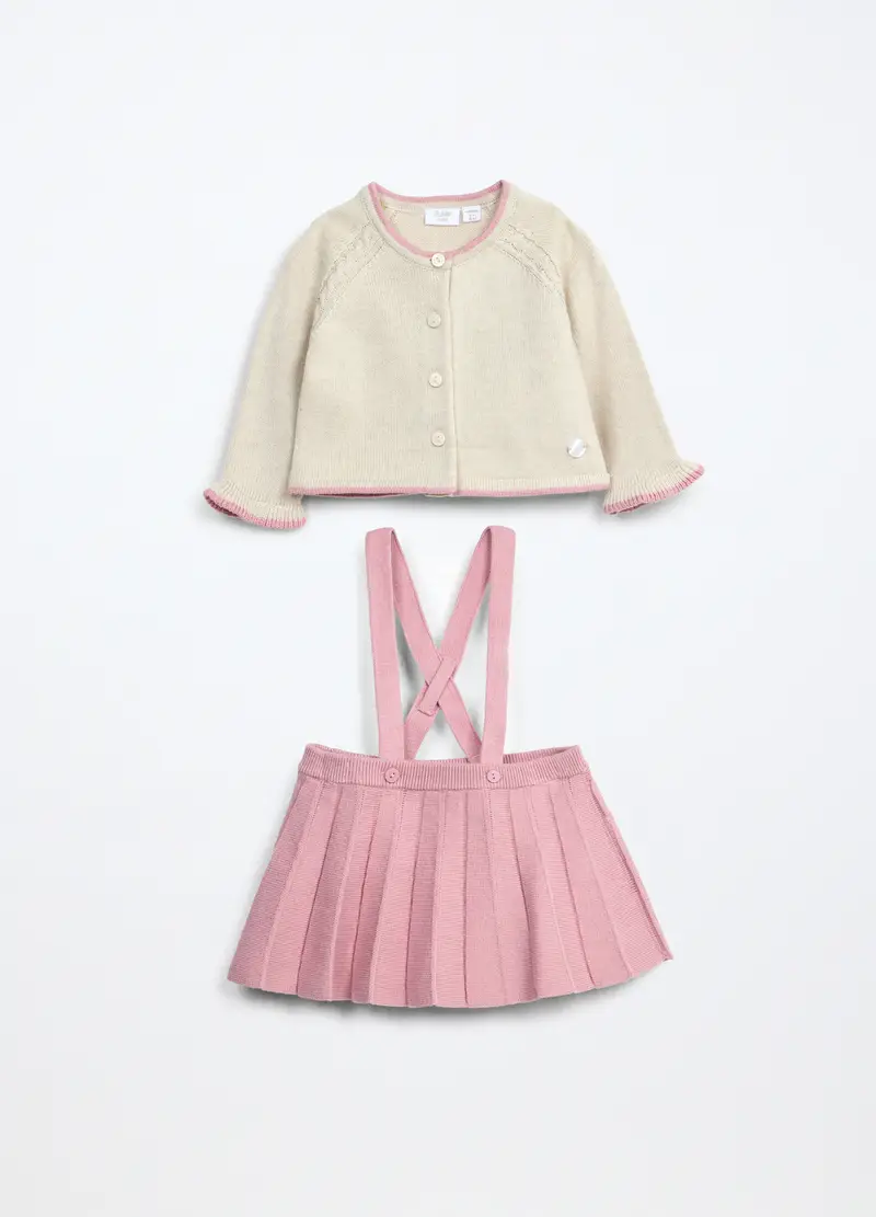 Blukids, Set Tricot In Puro Cotone Neonata, Rosa cipria, Taglia: 1-3