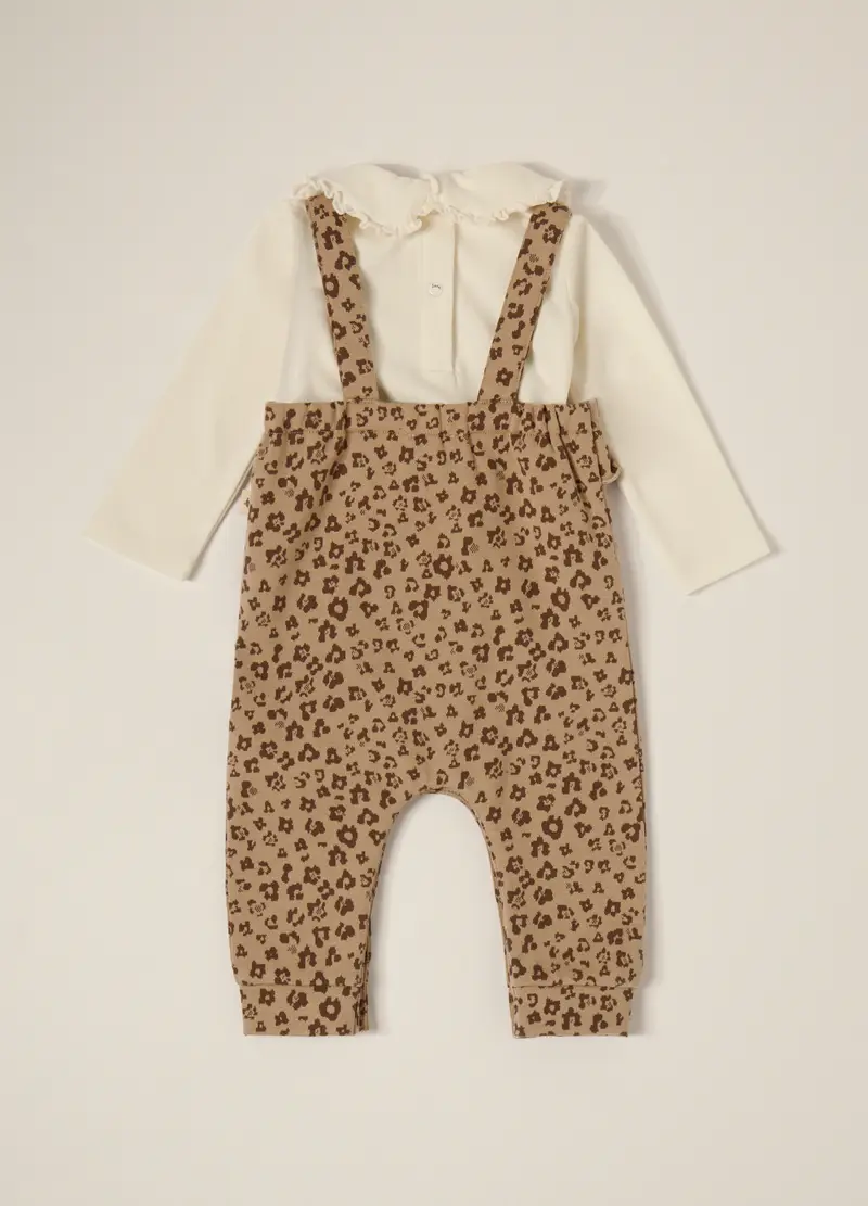 Set Tutina + T-shirt Iana Neonata, Bianco panna miniatura 2