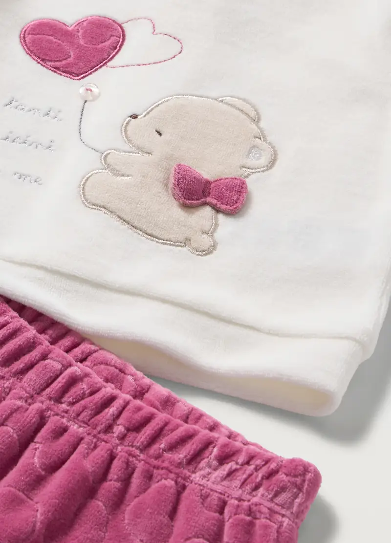 Set Velour In Misto Cotone Neonata, Rosa scuro miniatura 2