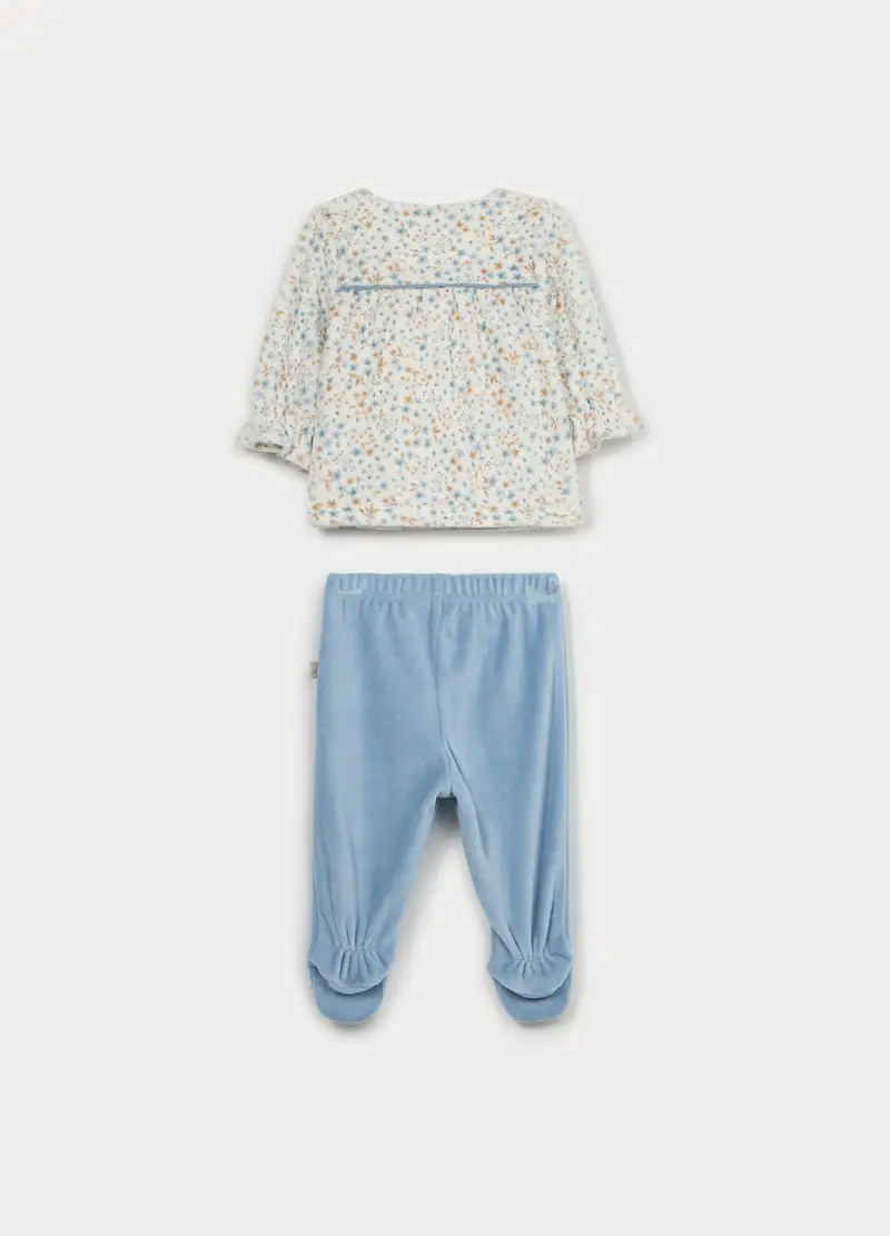 , Set Velour Misto Cotone Neonata, Azzurro chiaro miniatura 2