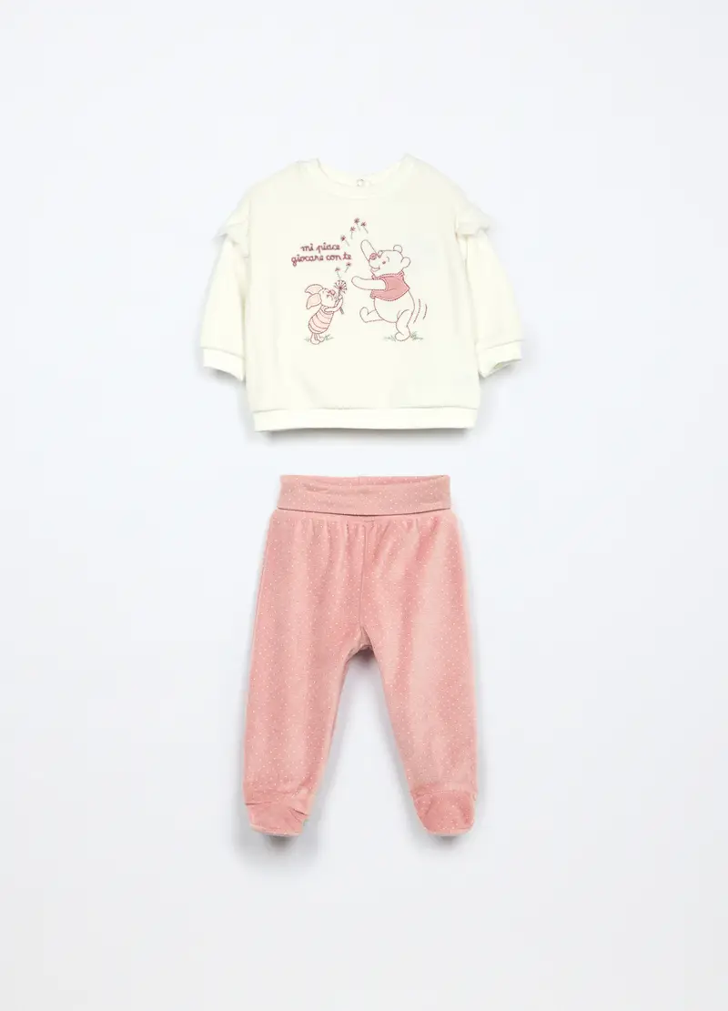 Blukids, Set Velour Misto Cotone Neonata, Bianco, Taglia: 1-3