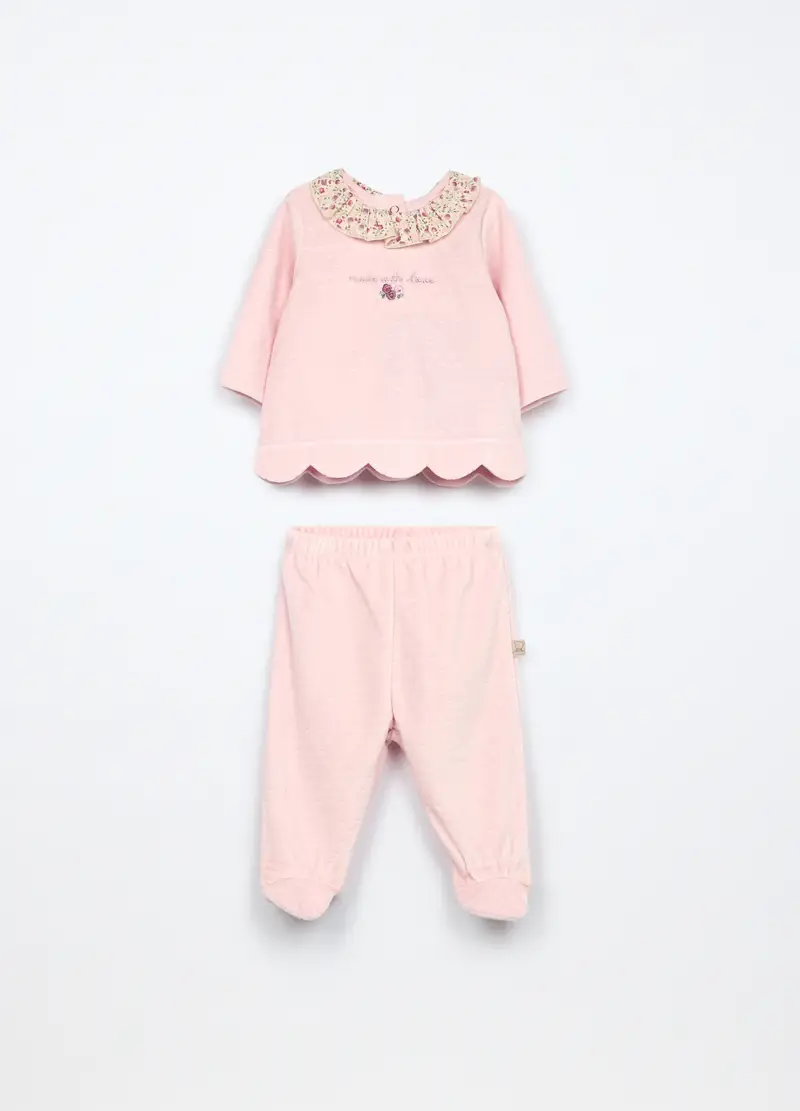 Blukids, Set Velour Misto Cotone Neonata, Rosa chiaro, Taglia: 0-1