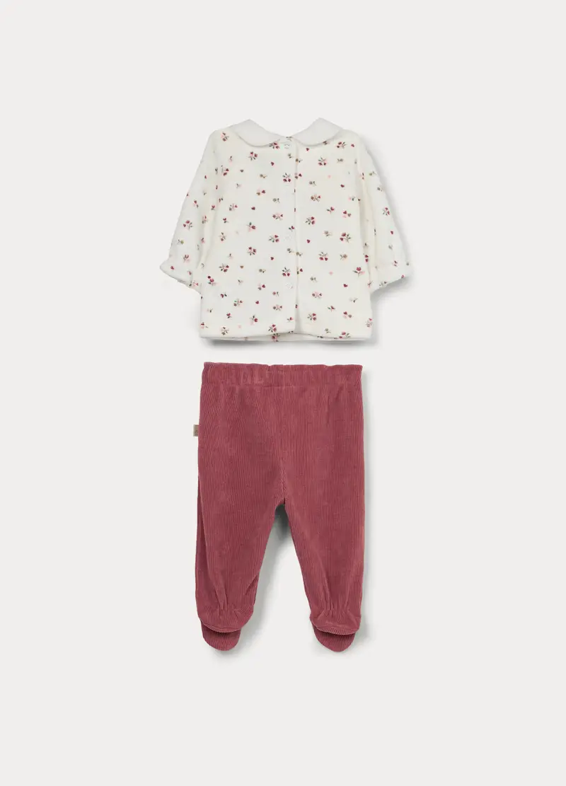 Set Velour Misto Cotone Neonata, Rosso burgundy miniatura 2